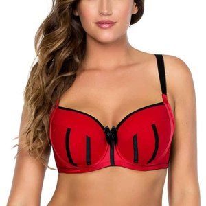 Padded Red and Black Satin Bra - BNWT